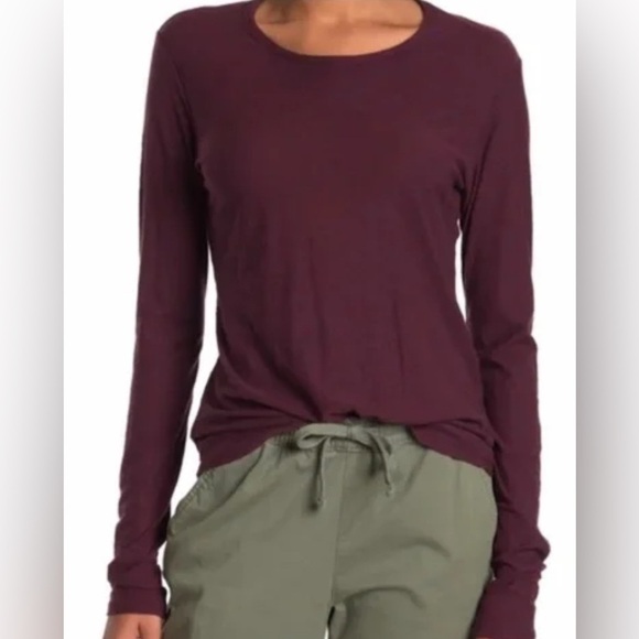 JAMES PEARSE Women's Slub Long Sleeve Burgundy Top - Picture 1 of 5